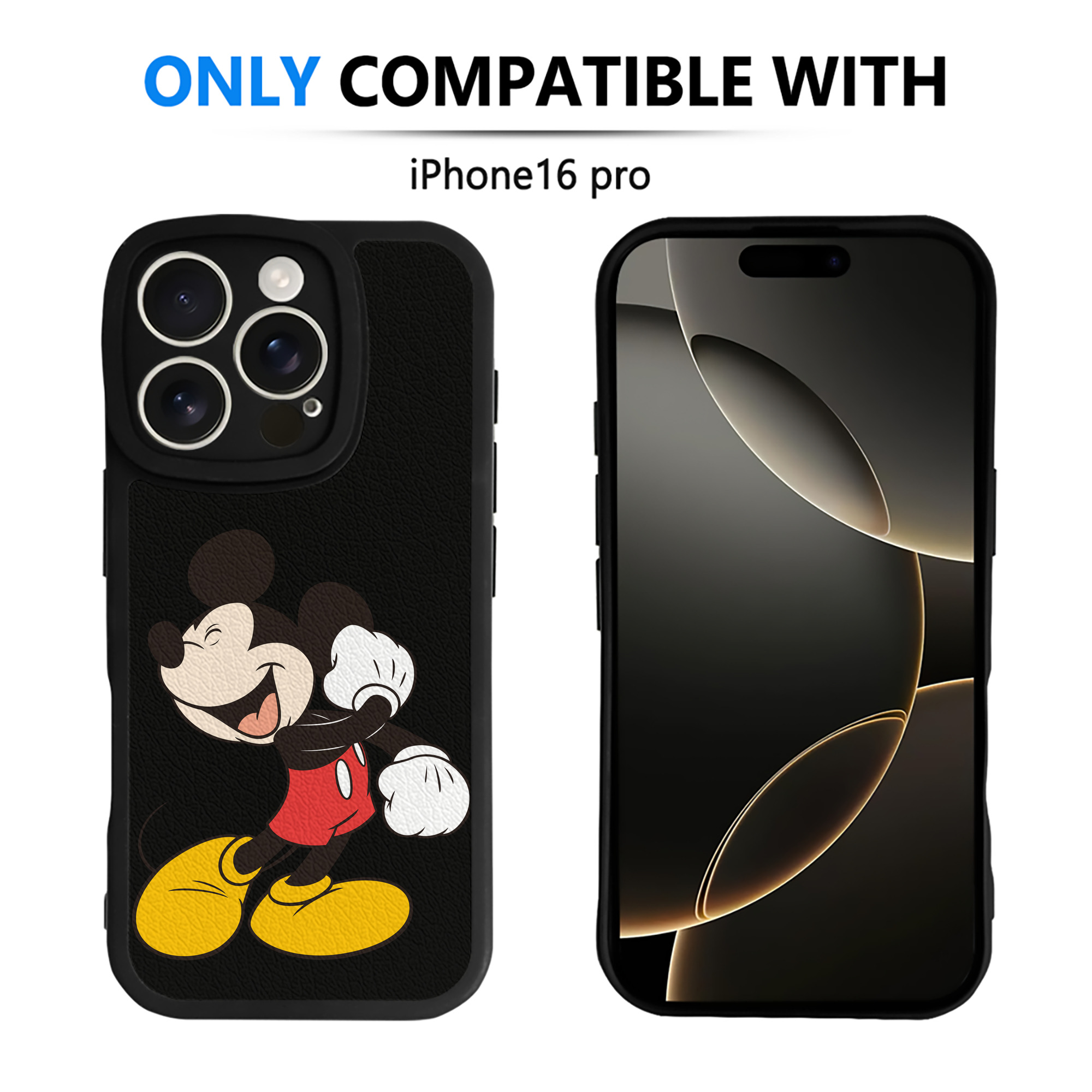 （画像用） ミッキーマウス Mickey Mouse 【iPhone 16シリーズ対応】シリコンスマホケース（レザー調） 材質：シリコン